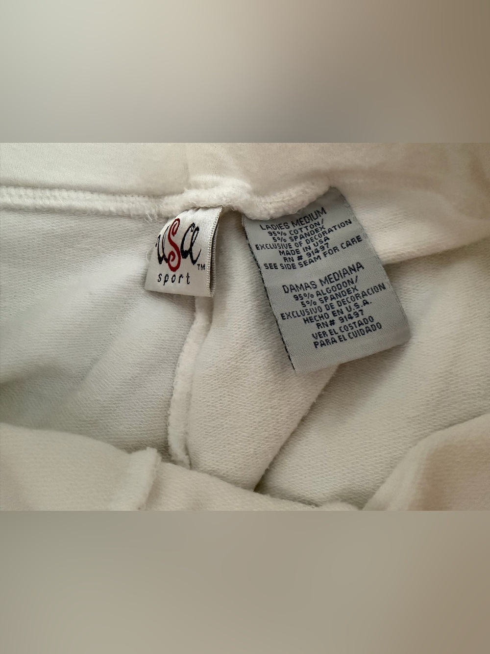 USA sport y2k Athletic White Track Pants with Navy Side Stripe M gym angelcore - Picture 4 of 6
